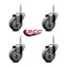 Service Caster 35 Inch Gray Polyurethane Wheel Swivel 34 Inch Threaded Stem Caster Set Service Caster SCC-TS20S3514-PPUB-34212-4 - alternate 2